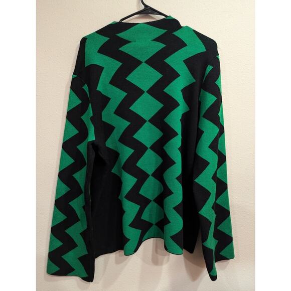 Women's green and black knit graphic sweater by Investments size XL - Picture 3 of 6